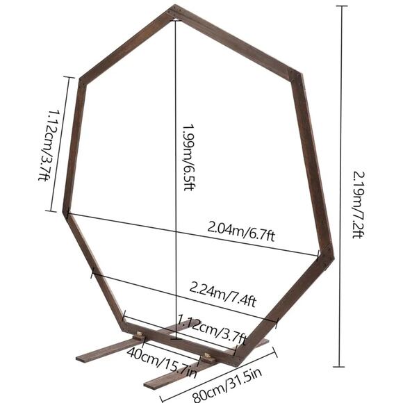 Wooden 7.2FT, Heptagonal Wedding Arches for Ceremony, Wedding Arch Arbor - Picture 5 of 7